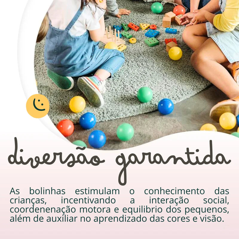 Kit 100 Bolinhas Coloridas Para Crianças Resistente a Piscina Não Amassa